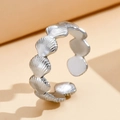 Elegant shell-themed stainless steel open ring with a polished silver finish for women - J03112 / Silver