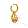 14K gold plated stainless steel seashell drop earring with 15mm shell pendant - E22 Serrated Shell