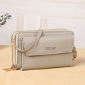 Bolso bandolera gris claro para móvil con múltiples cremalleras y textura de grano - Gris