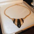 Vintage gold necklace with fan pendant in premium gift box showing elegant details - Enamel Heart Snake Chain Necklace