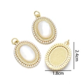 Detail of 18K gold-plated oval shell pendant with micro-pave pearls and grid back texture - Oval Pendant (Inlaid with 3mm Mini Pearls)