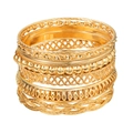 Stapelbare goldene Metallarmbänder mit gedrehtem Seil und geometrischem offenem Design - 7er-Set / Helles Gold