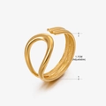 Minimalist twisted wave open ring in gold finish with adjustable 1.7cm inner diameter - Gold Ring 077