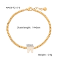 Bracciale a catena dorata con ciondolo a forma di dente bianco latte e specifiche tecniche - Bracciale Oro Dente Bianco (NMSB-F215-6)