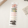 Lot de dix barrettes en tissu à fleurs et dentelle présentées sur une carte d'affichage - Dentelle Florale-Rose Beige Gris