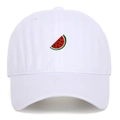 White cotton baseball cap with watermelon embroidery in a retro vintage wash style - One Size / White