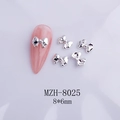 Macro detail of silver bow nail charms with MZH-8025 model and 8x6mm size specification - Silver Tie Bow Style (8025)