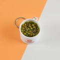Realistic mung bean soup miniature keychain featuring a white bowl and metal ring - Barrel Diameter 4cm / Mung Bean Soup