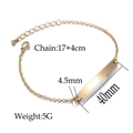 Detail of gold geometric bar bracelet with precise size and weight specifications - Gold Rolo Chain Long Bar (JZB01-02)