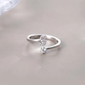 S925 sterling silver open ring featuring a cubic zirconia and pavé letter S design - Letter S