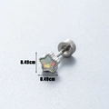 Star-shaped titanium steel cartilage stud earring with opal inlay and 4.9mm dimension - White Star (A083-4#OP18) / Single Piece