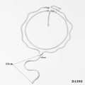 Silver double-layer snake chain Y-necklace with 10mm triangle and 15cm tassel - Silver Necklace (D1393)