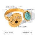 Detailed dimensions and 4.2g weight of the 18k gold plated turquoise evil eye ring - OD-R30535 Turquoise Ring