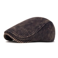 Vintage tie-dye knit newsboy cap in coffee brown with premium textured rib patterns - Adjustable / Retro Blue