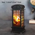 Halloween decorative lantern with witch and castle silhouette warm LED light 5.5x12cm - Telephone Booth Pumpkin