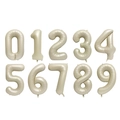 Detailed set of 0-9 matte cream foil balloons for birthday party decoration - Cream