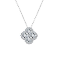 Elegant silver S925 necklace with a sparkling clover flower pendant set in white zircon - Slzn28-p