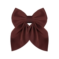 Elegant large dark brown satin bow hair clip for women with a smooth silky texture - Red Brown