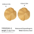 Detail view of gold stainless steel ruffled earrings with textured finish and measurements - Ruffle Design