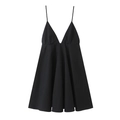 Vestido mini ajustado negro sin mangas con tirantes finos y escote en V profundo en blanco - XS / Negro