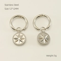 Pendientes de girasol de acero inoxidable plateado con colgante de estrella para mujer - Pendientes de Estrella de Ocho Puntas (ZX993) / Color Acero