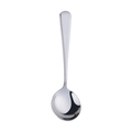 Cuchara redonda de acero inoxidable pulido con cabeza profunda y mango liso elegante - Plateado