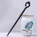 Black ebony wood hair pin with Ruyi cloud design and 21cm length for retro styles - Cloud Song - 21cm