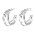 Polished silver stainless steel multi-layer hoop earrings with a sleek C-shaped design - 18K Gold / Steel