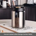 Vacuum sealed 900ml coffee bean container in stainless steel with a clear window - 30oz / Tinted Black Bottle / Gold