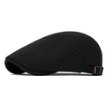 Classic black ivy cap with adjustable bronze metal buckle for a customized fit - Black