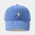 Berretto da baseball blu navy lavato vintage con ricamo piccione e design classico - Regolabile / Azzurro