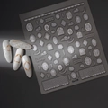 Detail view of retro rose nail art stickers with embossed silver frames and 3D floral patterns - Silver Stamping Rose Border Style (CO-318)
