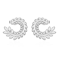 Elegant silver wheat ear leaf hoop earrings in a polished C-shaped vintage design - Wheat Ear Stud Earrings Steel (MS-420)