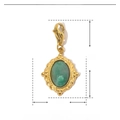 Detail view of 28mm gold stainless steel oval pendant with green natural stone - Oval-Green Stone