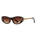 Vintage cat-eye sunglasses with dark brown frames and gold metal temples - Tea Frame Gradient Tea Lens