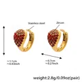 18k gold-plated stainless steel hoop earrings with red and pink pavé set zircons - Red (Small)