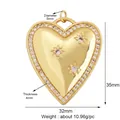 Gold plated heart pendant with zircon border and star motifs for DIY jewelry - Star Ray Zircon Heart / Gold