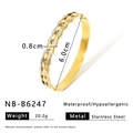 Zweifarbiger Wellen-Armreif aus Edelstahl in Gold und Silber mit glitzerndem Besatz - Wellenmuster mit Strasssteinen (NB-B6247)
