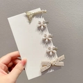 5-piece set of white pearl hair clips featuring fishtail, flower, and bowknot designs - Rouge 5-Piece Set