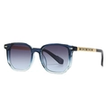 Lunettes aviateur rétro avec monture dégradé bleu et branches en métal doré texturé - C3 Monture Bleu Verres Bleus