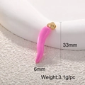 Pink enamel chili pepper pendant with gold plating, size 33mm by 6mm for DIY jewelry - Pink