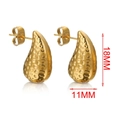Water drop earrings in 18K gold plated stainless steel with hammered texture finish - Single Piece / Gold-Dotted
