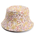 Detailed close-up showing the soft floral pattern and high-quality cotton fabric of the sun hat - Retro Light Pink Floral (010#)
