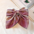 Solid burgundy plaid bow hair clip on a minimalist aesthetic background setting - Raspberry Tea Plaid