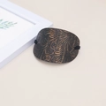 Vintage dark brown leather hair tie with embossed floral pattern and bronze finish - Dark Brown Bronze