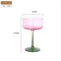 Vintage 260ml cocktail glass with pink body and green stem, height 14.2cm for wine - Cocktail Glass (260ml)