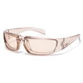 Y2K sporty champagne wrap-around sunglasses with translucent beige frames and brown lenses - Champagne Frame Tea Lens