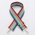 Adjustable colorful striped replacement handbag strap with gold metal hardware - No. 209 Colorful Stripes - Gold Hook