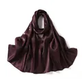 Minimalist dark red silk satin scarf with elegant glossy finish and smooth texture - Dark Red
