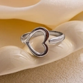 Bague cœur ouverte minimaliste en argent poli avec un design à anneau réglable - Style Cœur en Acier Brossé (Couleur Acier 9)